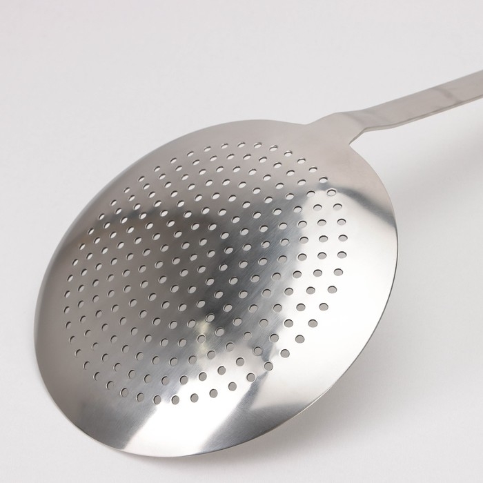 Шумовка из нержавеющей стали цельнотянутая, 64×20 см, толщина 3 мм, 304 марка стали, цвет серебряный Шумовка из нержавеющей стали цельнотянутая, 64×20 см, толщина 3 мм, 304 марка стали, цвет серебряный