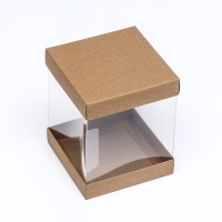 Коробка с PVC Мини 10 X 10 X 12 см "Крафт"