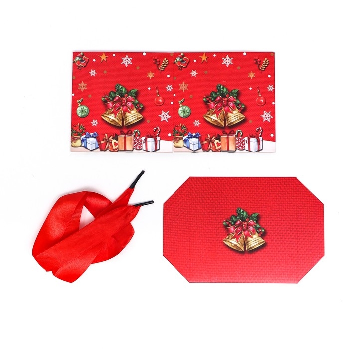 Новый год. Коробка Самосборная "Колокольчики" 10 х 10 х 10 см