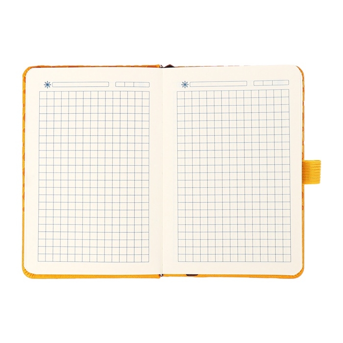 Ежедневник недатированный, формат А6, 100 листов, в клетку, обложка кожзам, на резинке, жёлтый