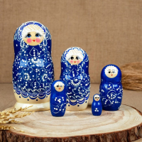 Матрёшка &laquo;Гжель&raquo;, высокая, 5 кукольная, люкс
