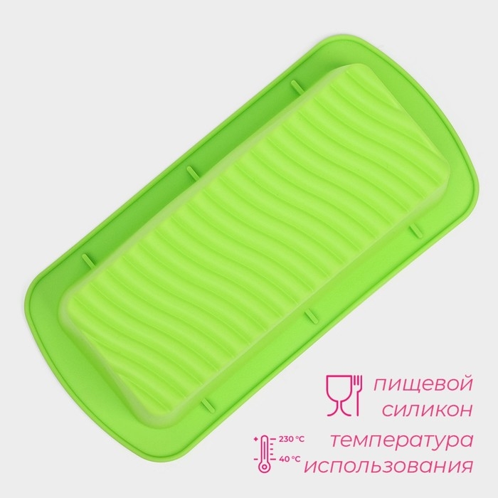 Форма для выпечки Доляна &laquo;Хлеб. Полосы&raquo;, 27,5&times;13,5&times;7 см, цвет зеленый