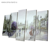 Модульная картина на подрамнике "Светлый город" 2-25х64, 2-25х71,1-25х80  125*80 см