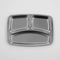 Поднос из нержавеющей стали, 3 секции, 29&times;21&times;1,5 см