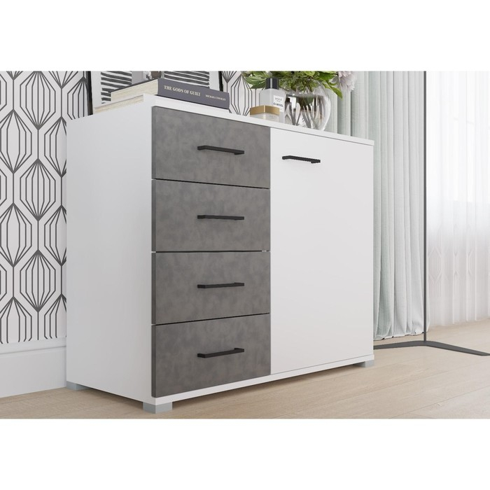 Комод Nova, 900х410х742, Белый/Бетон Комод Nova, 900х410х742, Белый/Бетон