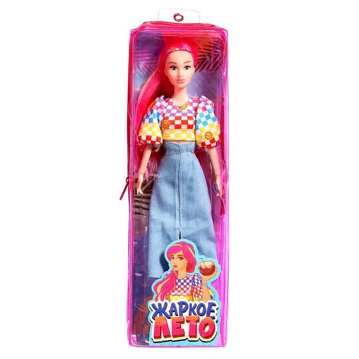 Кукла в пенале &laquo;Жаркое лето&raquo;, джинсовая юбка и топ