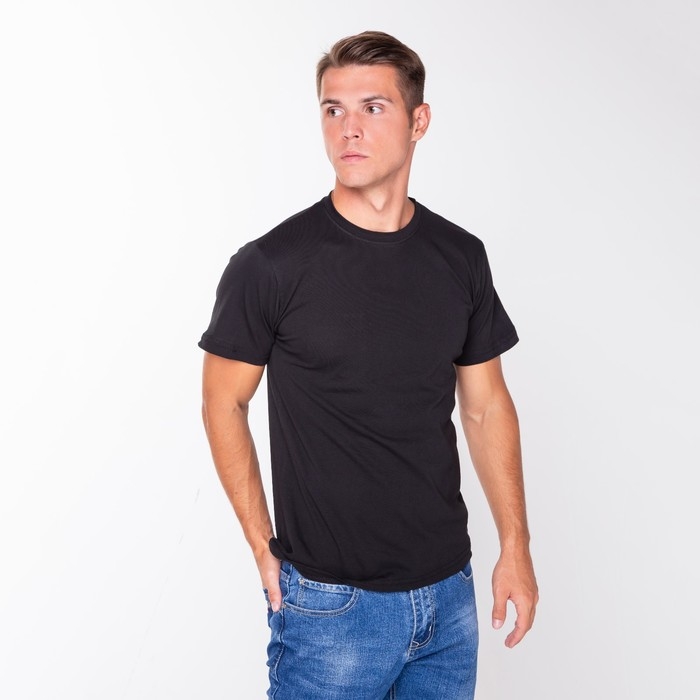 Футболка мужская однотонная, цвет чёрный, размер 48 Футболка мужская однотонная, цвет чёрный, размер 48