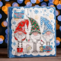 Новый год. Салфетки бумажные New Line Design «Новогодние гномы», 33х33 см, 3 слоя Новый год. Салфетки бумажные New Line Design «Новогодние гномы», 33х33 см, 3 слоя