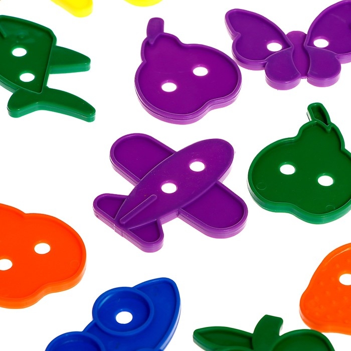 Шнуровка &laquo;Весёлые фигурки&raquo; в банке, 24 штуки, МИКС, по методике Монтессори