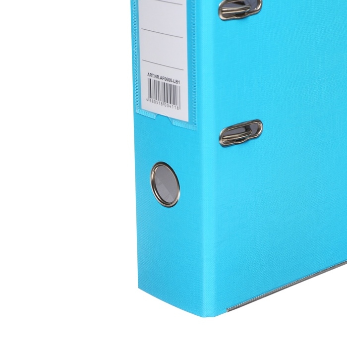 Папка-регистратор А4, 75 мм, Calligrata, ПВХ, тиснение "лен", металлическая окантовка, карман на корешок, собранная, голубая, микс