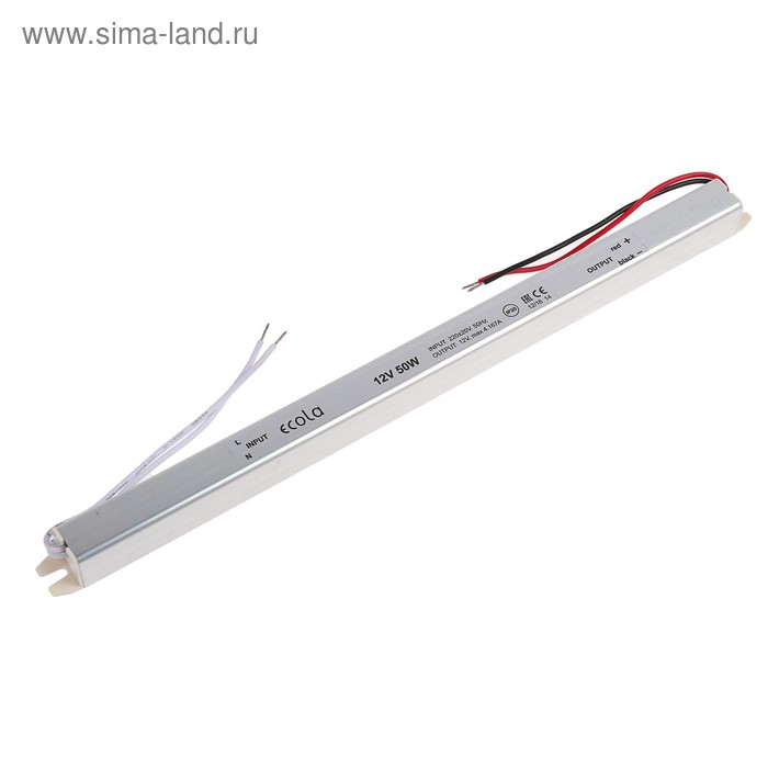 Узкий блок питания Ecola для светодиодной ленты 12 В, 50 Вт, IP20 Узкий блок питания Ecola для светодиодной ленты 12 В, 50 Вт, IP20