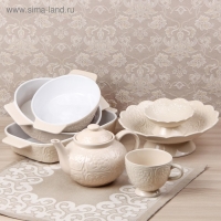 Форма для выпечки из жаропрочной керамики Доляна &laquo;Орнамент&raquo;, 28&times;16,7&times;6 см, 1 л, цвет белый