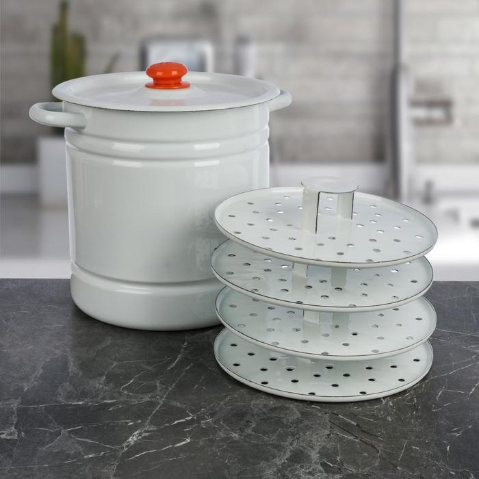 Мантоварка-позница, 12 л, 4 вставки, цвет белый Мантоварка-позница, 12 л, 4 вставки, цвет белый