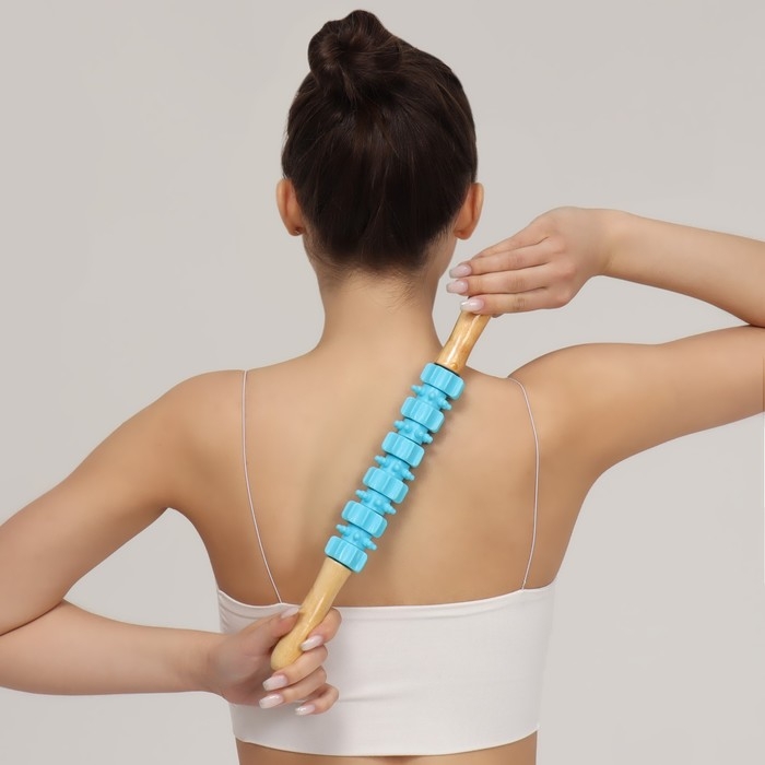 Массажёр «Скалка», универсальный, 37,5 × 4 см, деревянный, 11 колёс, цвет МИКС Массажёр «Скалка», универсальный, 37,5 × 4 см, деревянный, 11 колёс, цвет МИКС