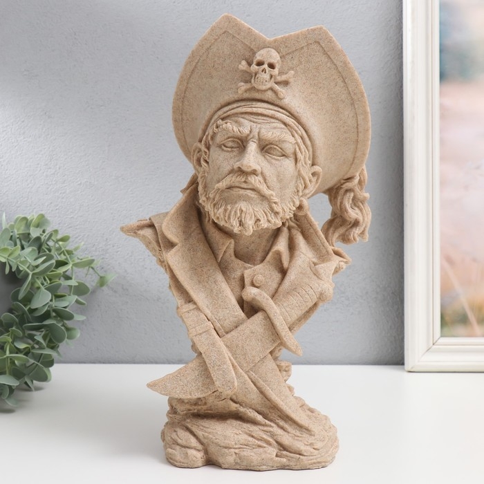 Сувенир полистоун бюст Сувенир полистоун бюст "Пират в шляпе с кинжалом" песочный 13х18х32 см