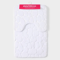 Набор ковриков для ванной и туалета Доляна &laquo;Галька&raquo;, 2 шт, 39&times;50, 50&times;80 см, цвет белый