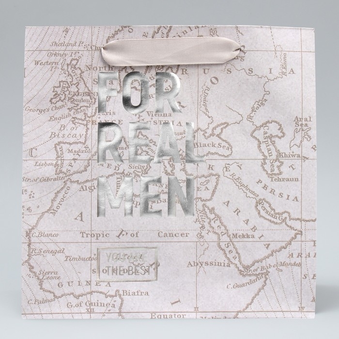 Пакет подарочный крафтовый квадратный, упаковка, &laquo;Весь мир твой&raquo;, 22 х 22 х 11 см