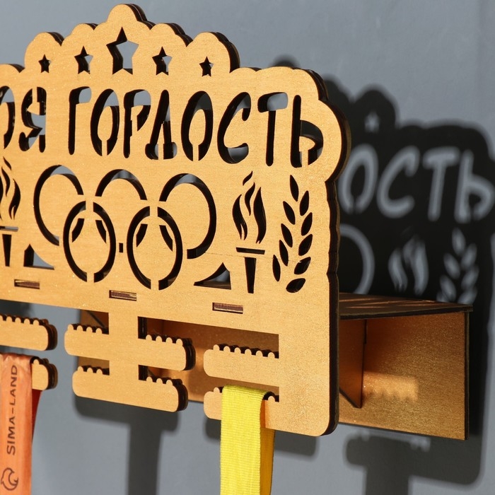 Медальницы с полкой Медальницы с полкой "Мои гордость" светлое дерево, 19х29 см