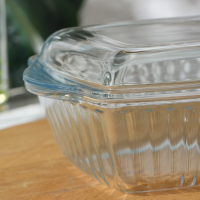 Кастрюля из жаропрочного стекла для запекания Borcam, 1 л, 20,4&times;16 см, рифлёная, с крышкой