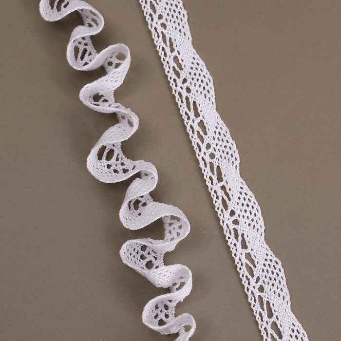 Тесьма вязаная, на резинке, 20 мм, 9 &plusmn; 0,5 м, цвет белый