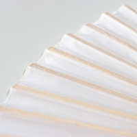 Веер бамбук, текстиль h=21 см "Моноцвет" в коробке, белый