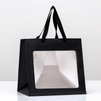 Пакет крафт с квадратным дном и окном 25 Х 25 Х 25 см Черный, 1шт Пакет крафт с квадратным дном и окном 25 Х 25 Х 25 см Черный, 1шт
