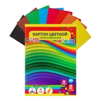 Картон цветной А4, 8 листов, 8 цветов, Calligrata, немелованный 220 г/м2, в папке, МИКС Картон цветной А4, 8 листов, 8 цветов, Calligrata, немелованный 220 г/м2, в папке, МИКС