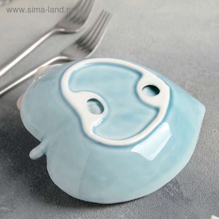 Блюдо керамическое &laquo;Птичка на листочке&raquo;, 15,5&times;15,5 см, цвет голубой