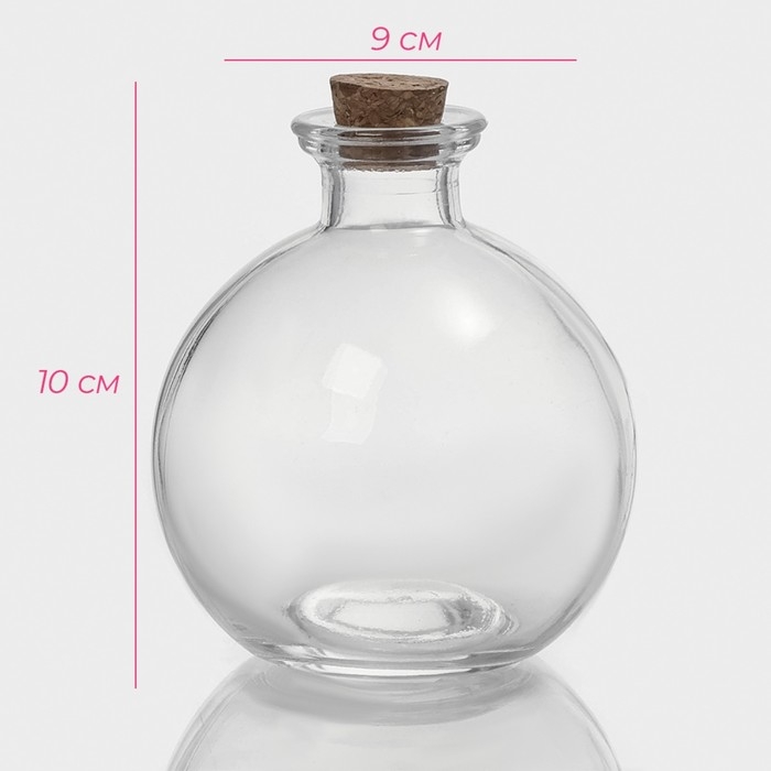 Банка стеклянная для хранения сыпучих продуктов Доляна &laquo;Парфе&raquo;, 220 мл, 9&times;9&times;10 см, с пробковой крышкой