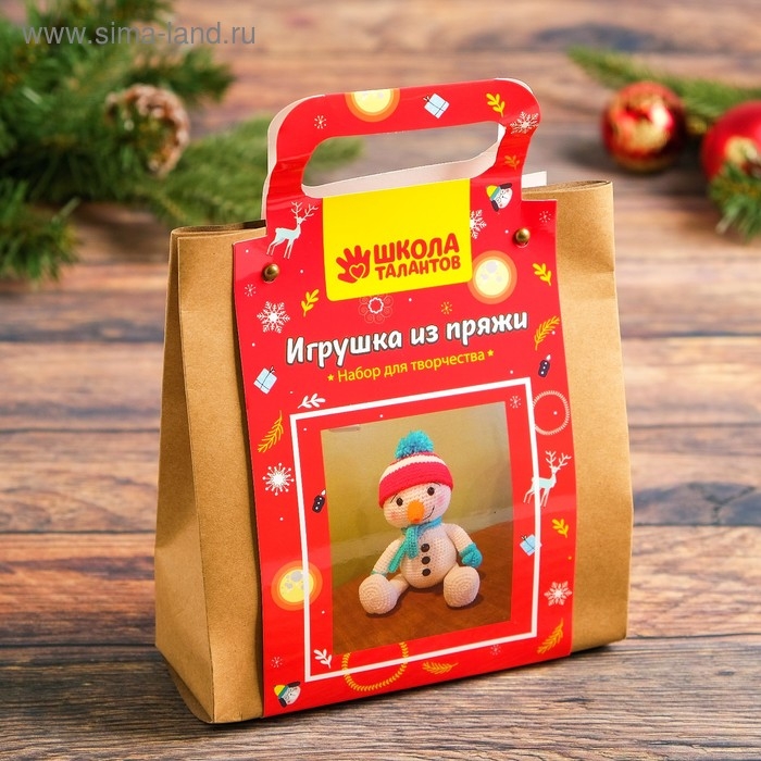 Набор для создания игрушки из пряжи &laquo;Снеговичок в шапочке&raquo;