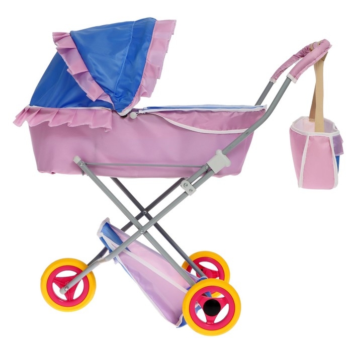 Коляска кукольная №10, цвет сиреневый с голубым Коляска кукольная №10, цвет сиреневый с голубым