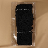 Кружево гипюровое, 78 мм &times; 11 &plusmn; 1 м, цвет чёрный