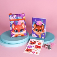 Подарочный набор для девочки &laquo;Лисенок&raquo;, сумка, набор резинок, блокнот, тату