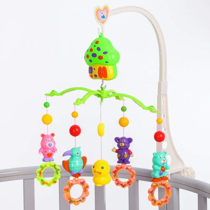 Мобиль музыкальный на кроватку &laquo;Домик. Зверятки погремушки №6&raquo;, заводной, Крошка Я