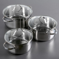 Набор кастрюль &laquo;Альта&raquo;, 3 предмета: 3,2 л, 4,2 л, 5,2 л, стеклянные крышки, капсульное дно, индукция