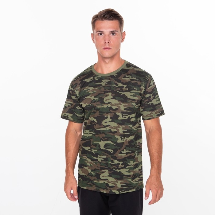 Футболка мужская камуфляж пятна, цвет хаки, размер 46 Футболка мужская камуфляж пятна, цвет хаки, размер 46