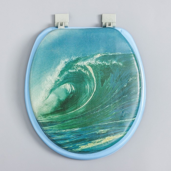 Сиденье для унитаза с крышкой,Росспласт, 43&times;37 см, мягкое, голубое, МИКС