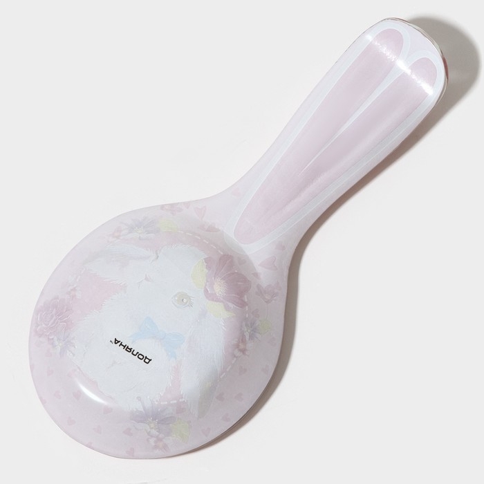 Подставка стеклянная под ложку Доляна &laquo;Цветочный зайка&raquo;, 27&times;12,5&times;2 см