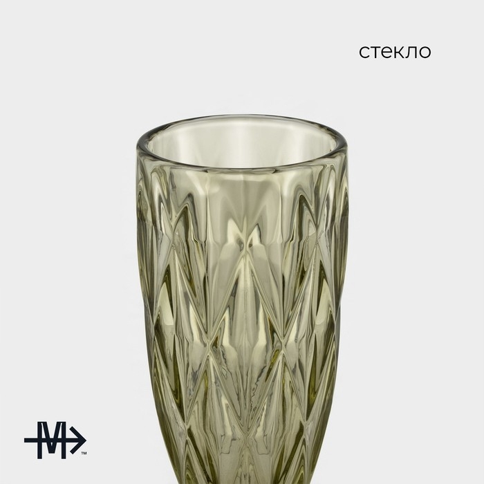 Бокал из стекла для шампанского Magistro &laquo;Круиз&raquo;, 160 мл, 7&times;20 см, цвет зелёный