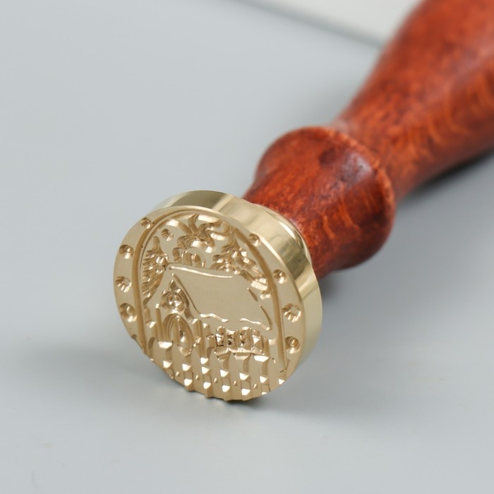 Печать для сургуча с деревянной ручкой Печать для сургуча с деревянной ручкой "Дом в снегу за забором" 9х2,5х2,5 см