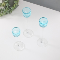 Подсвечник стекло набор 3 шт "Прозрачность мыслей" высота 26см-2шт., 20 см- 1шт. синий Подсвечник стекло набор 3 шт "Прозрачность мыслей" высота 26см-2шт., 20 см- 1шт. синий