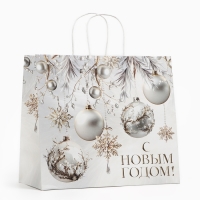 Пакет подарочный новогодний «Новогодние шары», белый крафт, 32 х 28 х 15 см , Новый год Пакет подарочный новогодний «Новогодние шары», белый крафт, 32 х 28 х 15 см , Новый год