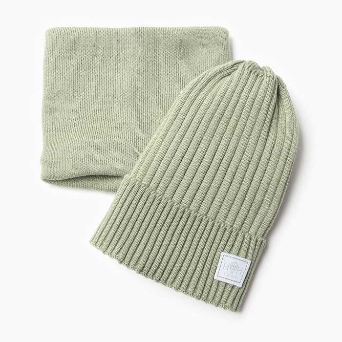 Комплект детский (шапка, снуд), цвет хаки, размер 48-52 Комплект детский (шапка, снуд), цвет хаки, размер 48-52