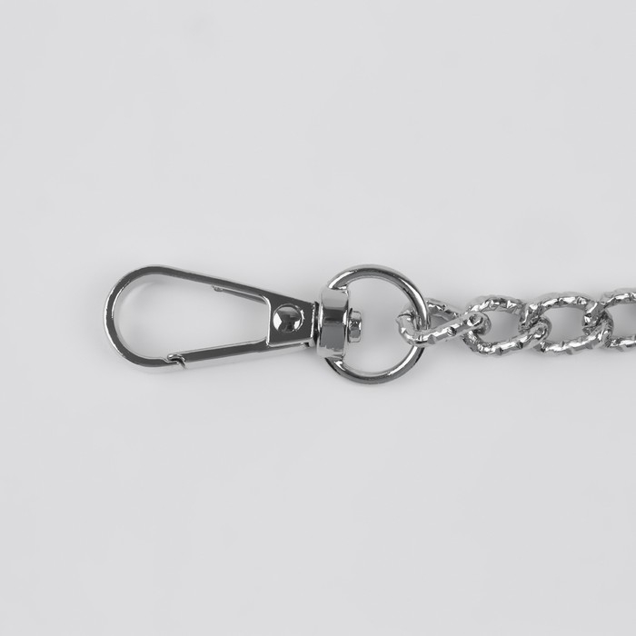 Цепочка для сумки, с карабинами, алюминиевая, 7 &times; 10 мм, 120 см, огранённая, цвет серебряный