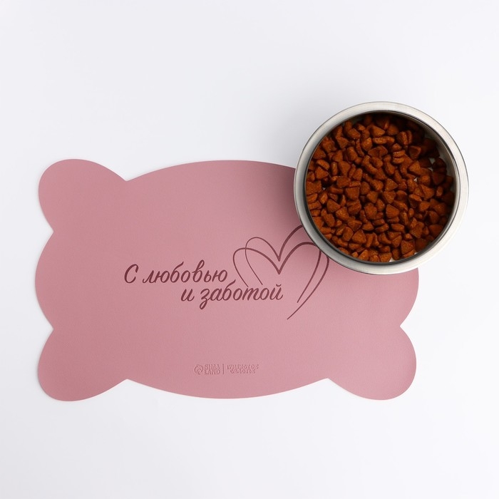 Коврик под миску форменный &laquo;Кость&raquo;, 39,5 х 25 см, розовый