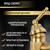 Смеситель для раковины ZEIN Ретро, изогнутый излив, без подводки, латунь, цвет бронза Смеситель для раковины ZEIN Ретро, изогнутый излив, без подводки, латунь, цвет бронза