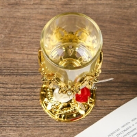 Подсвечник пластик, стекло на 1 свечу "Розочки" бокал на ножке золото 13х6х6 см Подсвечник пластик, стекло на 1 свечу "Розочки" бокал на ножке золото 13х6х6 см