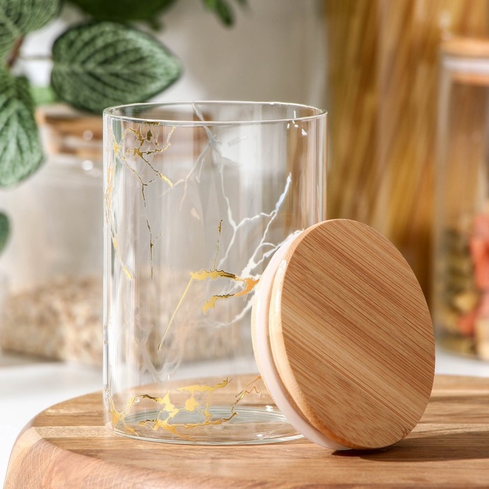 Банка стеклянная для сыпучих продуктов «Эко. Золото», 550 мл, 8,5×12,5 см Банка стеклянная для сыпучих продуктов «Эко. Золото», 550 мл, 8,5×12,5 см