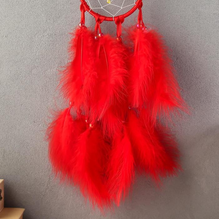 Ловец снов Ловец снов "Паутинка с жемчужинами" d=11 см красный 40 см