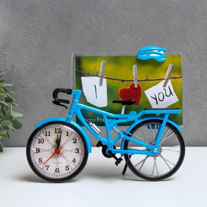 Фоторамка пластик с часами "Велосипед" МИКС 10х15 см, 5,6х21,5х18 см